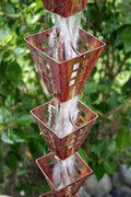 Rain Chain Copper Arts and Crafts Square Cups RainChains