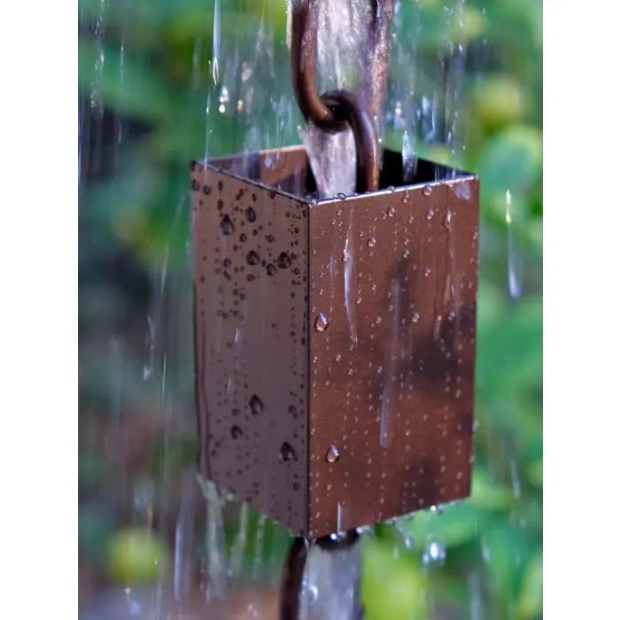 Rain Chain Kenchiku Bronze Coated Square Cups RainChains