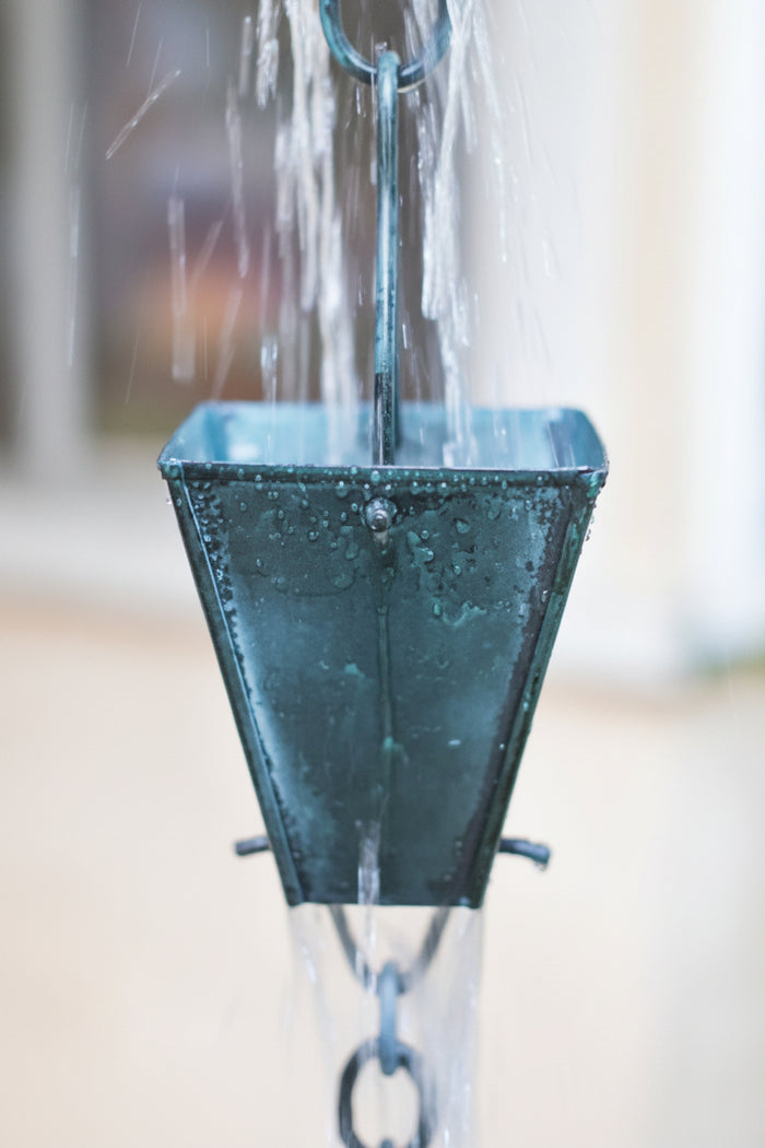 Rain Chains Square Tapered Cups- Patina RainChains