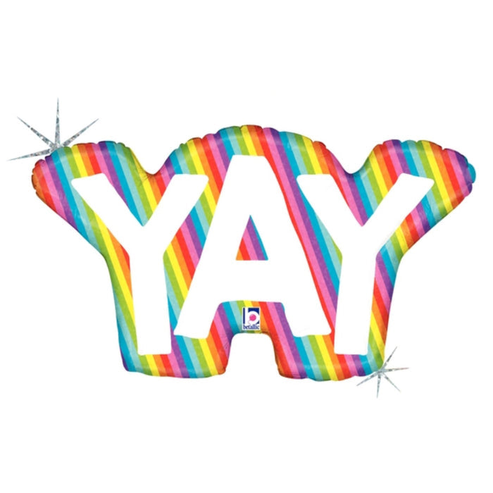 rainbow yay text balloon
