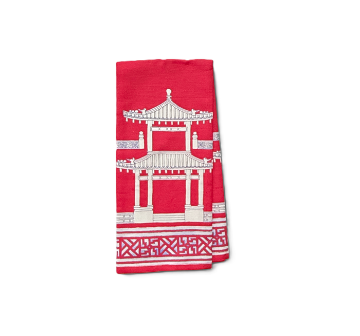Ramsay Gourd Home - Tea Towel - Pagoda - Crimson - Findlay Rowe Designs