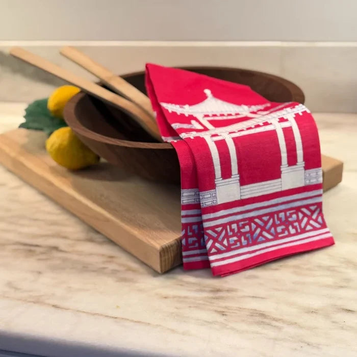 Ramsay Gourd Home - Tea Towel - Pagoda - Crimson - Findlay Rowe Designs