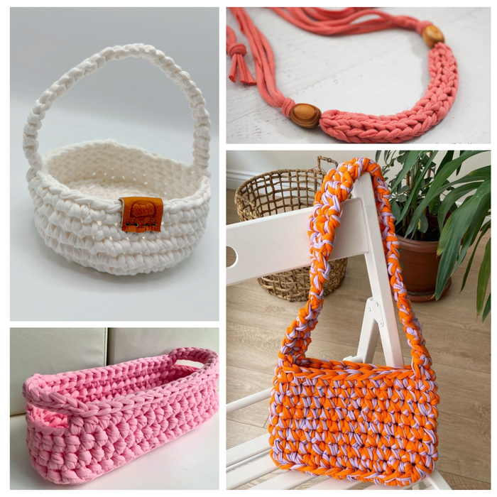 Recycled T-Shirt Fabric Yarn - Raspberry Color