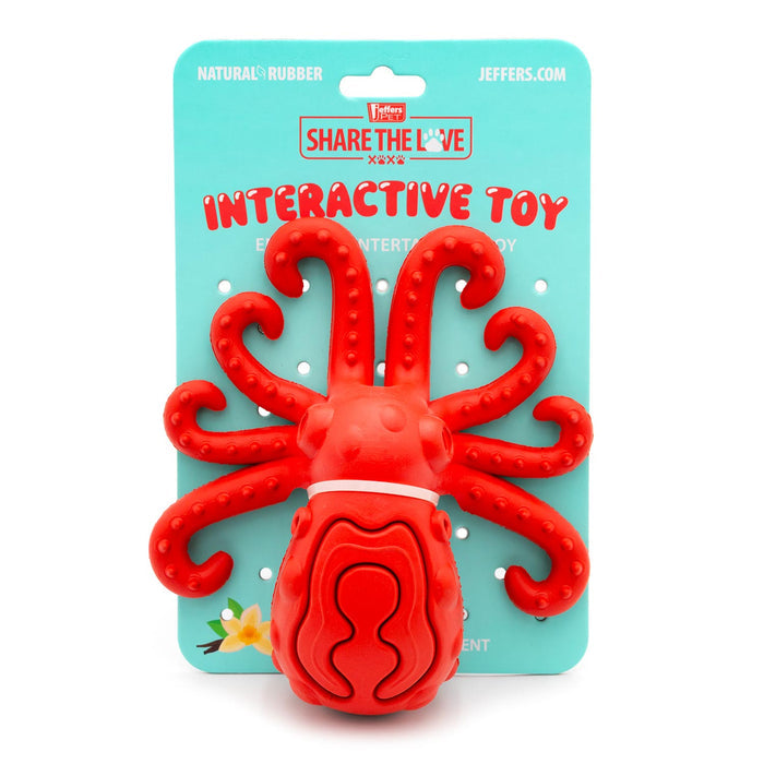 Red Octopus Treat Toy with a One-Inch Opening