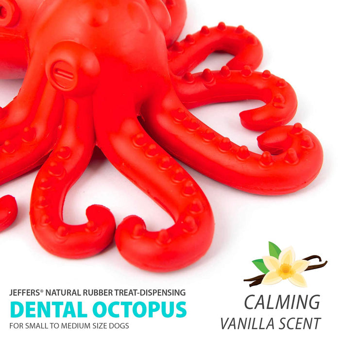 Red Octopus Treat Toy with a One-Inch Opening