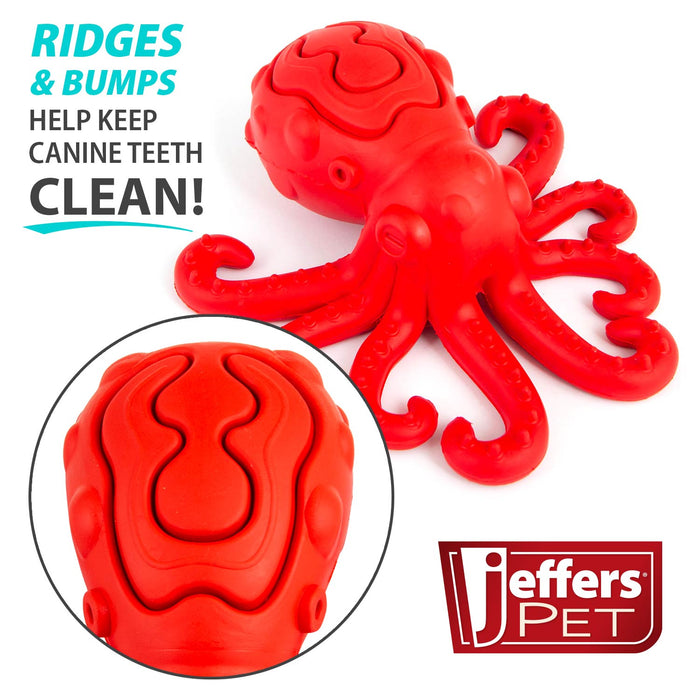 Red Octopus Treat Toy with a One-Inch Opening