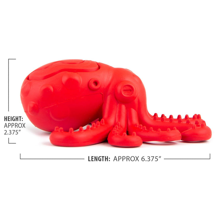 Red Octopus Treat Toy with a One-Inch Opening