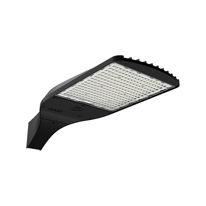 Reno Aerolux - Area Light R1 | BeamFlex™ Adjustable Beam Angle Technology: T2/T3/T4/T5 | Selectable Wattage: 90/120/150W | Selectable CCT: 3000/4000/5000K | 120-347V | Square to Round Pole Adapter Included | RENO-AEROLUX-SB-MW-DV-MCCT-ABA-R1 / R53061, R53062, R53063 — Color: Black
