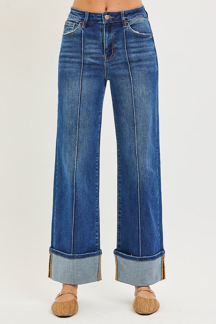 Risen HR Ankle Wide Turn Up Jeans
