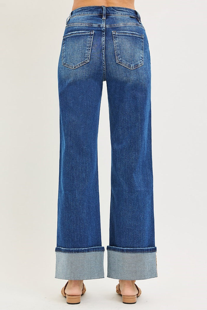 Risen HR Ankle Wide Turn Up Jeans