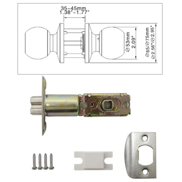 Round Ball Knobs Entrance Privacy Passage Dummy Door Lock Knob, Brushed Nickel Finish - Probrico