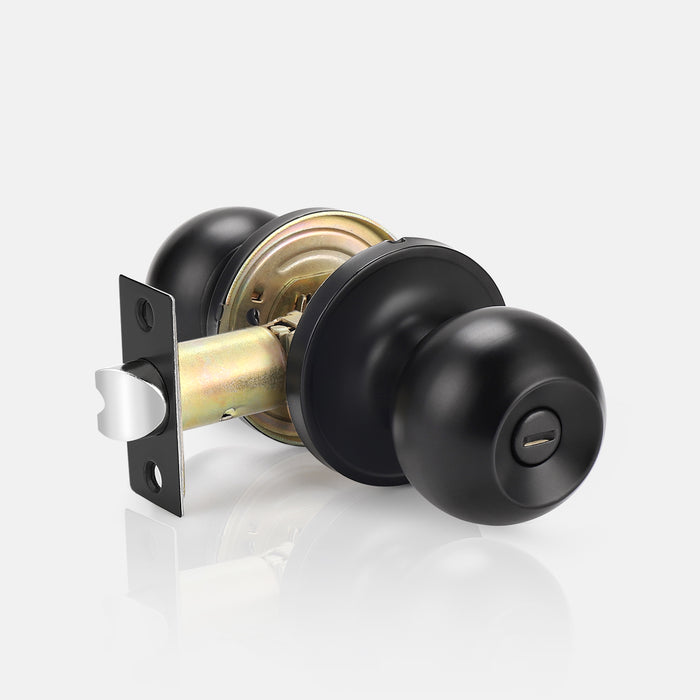 Round Ball Knobs, Privacy Door Lock Knob, Black Finish DL607BKBK - Probrico