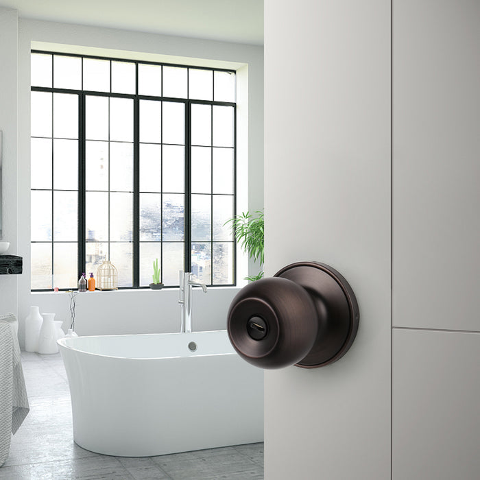 Round Ball Knobs Privacy Door Lock Knob, Oil Rubbed Bronze Finish DL607ORBBK - Probrico