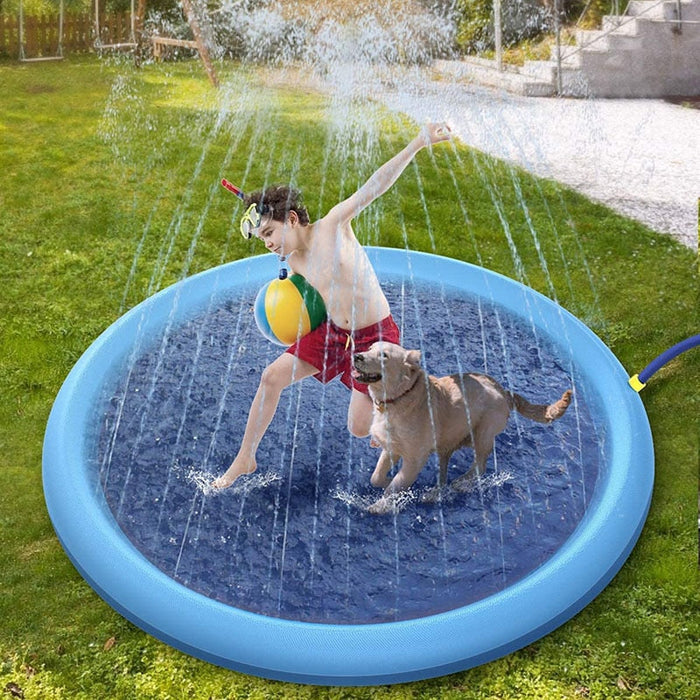 Round Blue Dog Sprinkler Pad