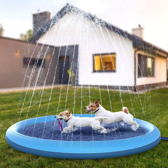 Round Blue Dog Sprinkler Pad