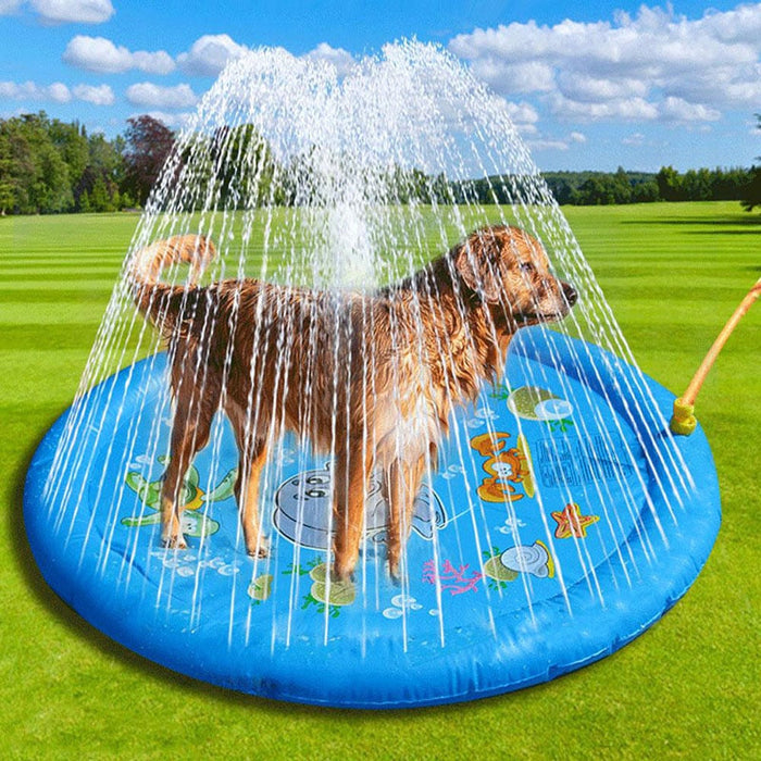 Round Blue Dog Sprinkler Pad