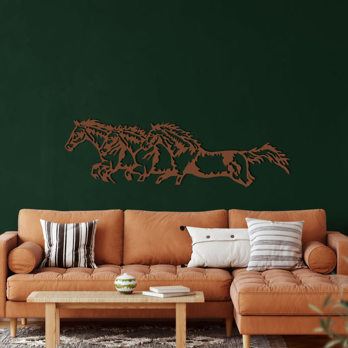 Running Horses Metal Wall Art