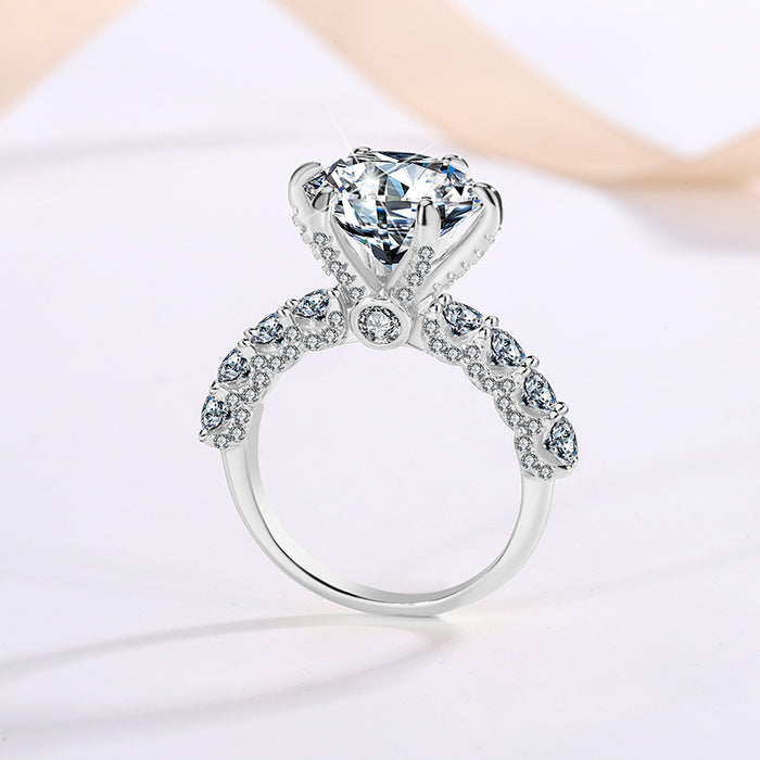 S925 Silver 5 Karat Moissanite Ring Luxury White Moonlight Six Claws