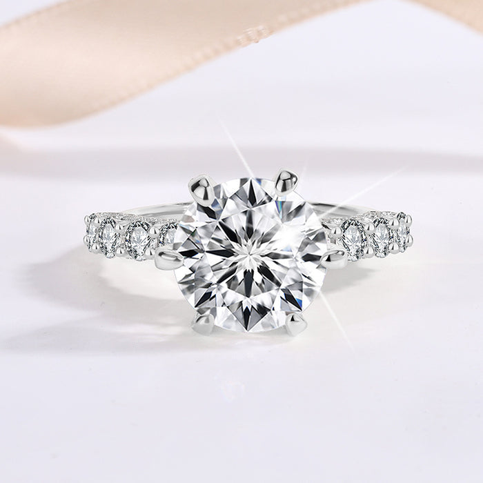 S925 Silver 5 Karat Moissanite Ring Luxury White Moonlight Six Claws