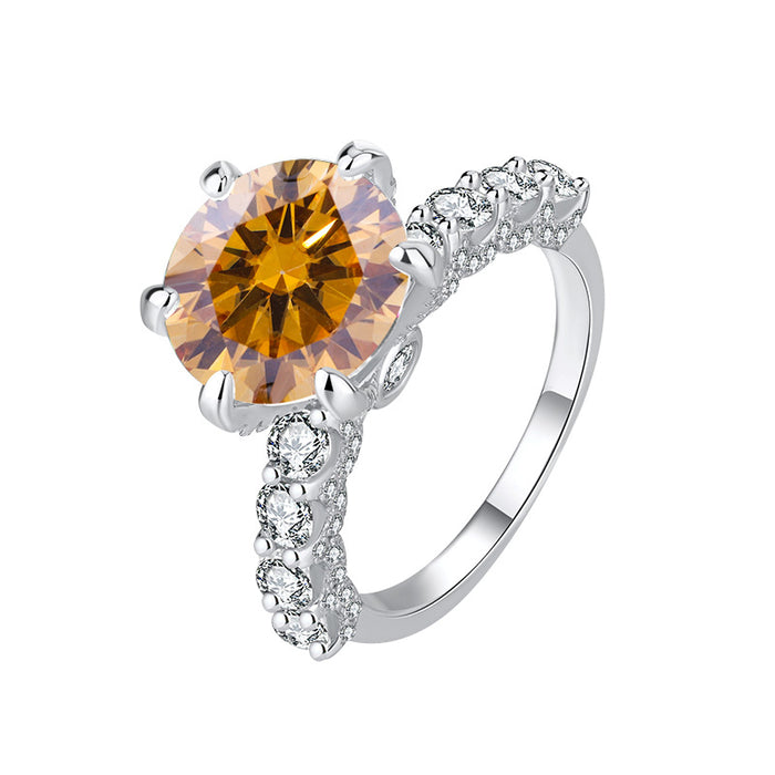 S925 Silver 5 Karat Moissanite Ring Luxury White Moonlight Six Claws