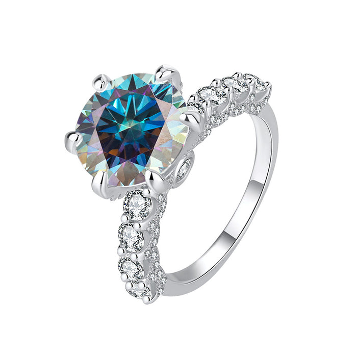 S925 Silver 5 Karat Moissanite Ring Luxury White Moonlight Six Claws