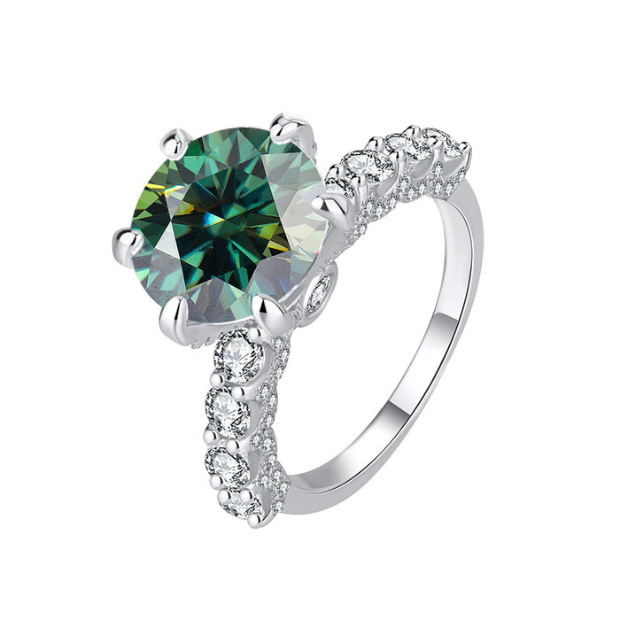 S925 Silver 5 Karat Moissanite Ring Luxury White Moonlight Six Claws