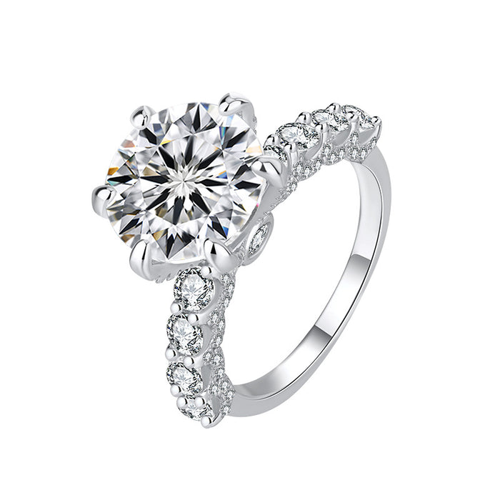 S925 Silver 5 Karat Moissanite Ring Luxury White Moonlight Six Claws