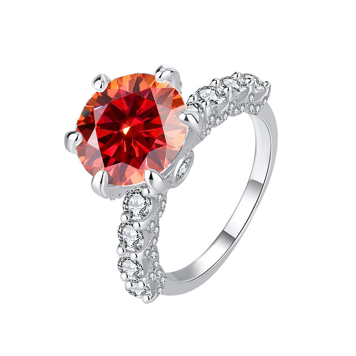 S925 Silver 5 Karat Moissanite Ring Luxury White Moonlight Six Claws