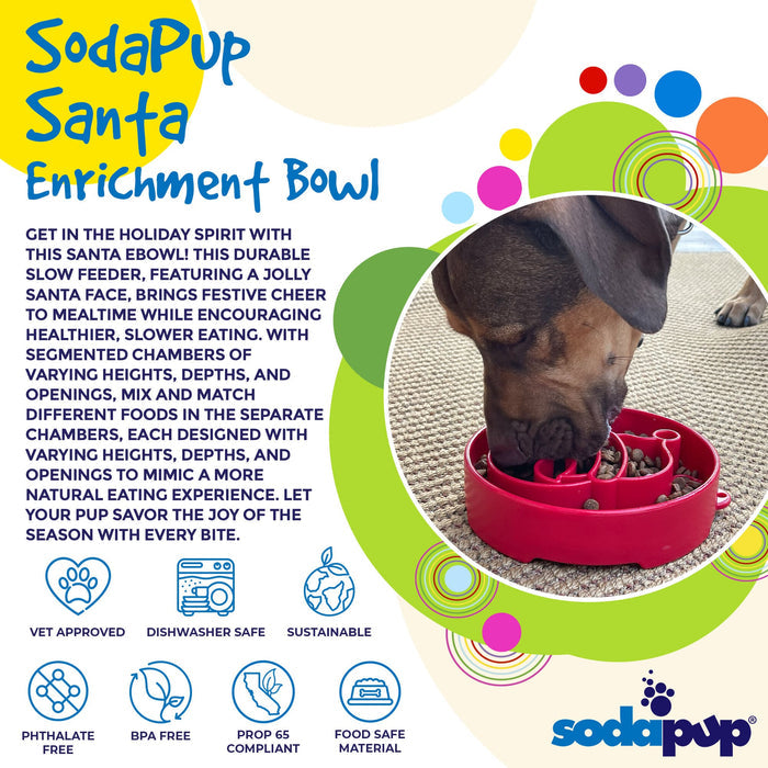 Santa-Pattern Dog Bowl for Holiday Meals