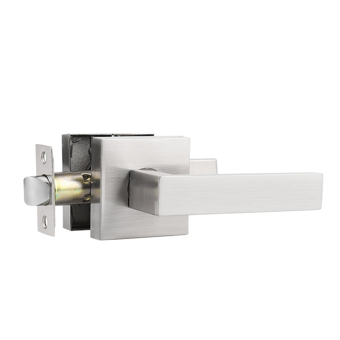 Satin Nickel Passage Door Lever Set with Square Rosette, No Key DL01SNPS - Probrico