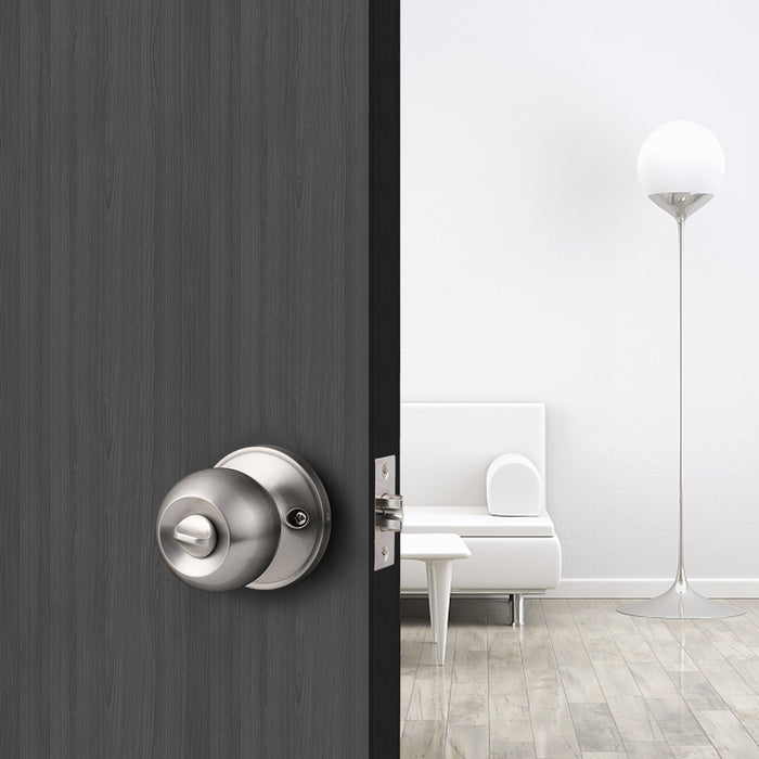 Satin Nickel Round Ball Knobs Keyed Entry/Privacy/Passage/Dummy Door Lock Knob, Satin Nickel Finish DL607SN - Probrico