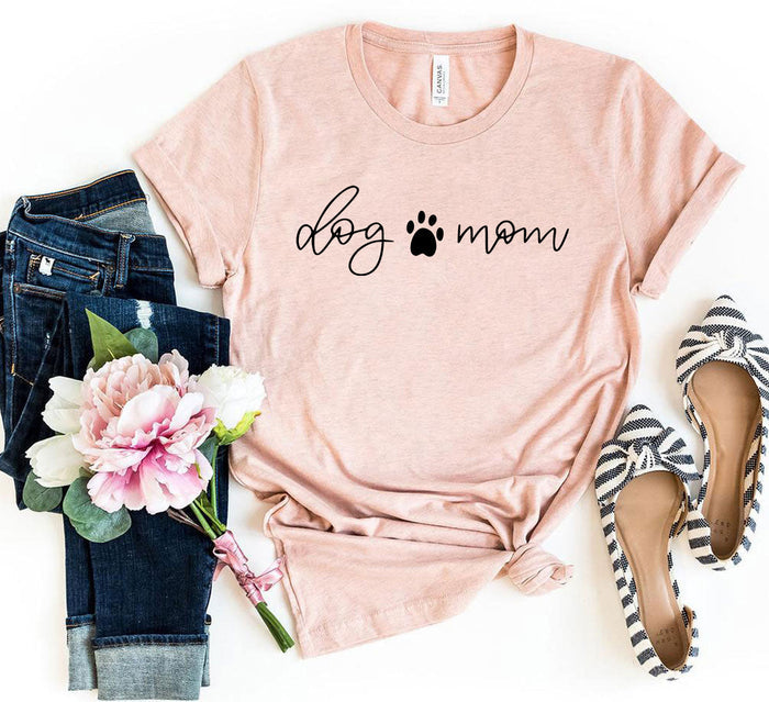 Script Dog Mom Paw-Print Tee