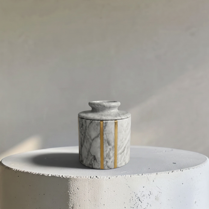 Seraphina Marble Butter Jar, 4"D x 4.5"H