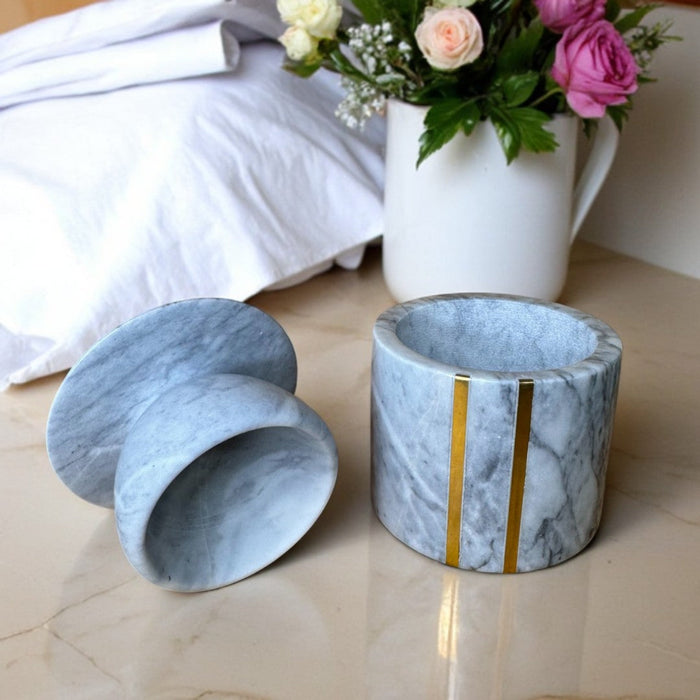 Seraphina Marble Butter Jar, 4"D x 4.5"H