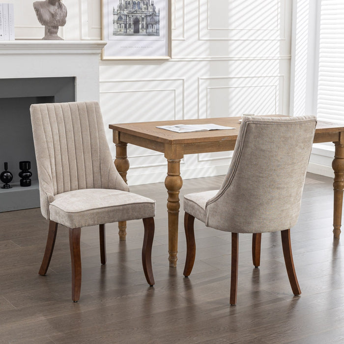 Set of 2 Rayon Cloth Flocking Linen Dining Chairs-1
