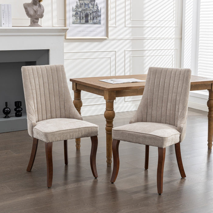 Set of 2 Rayon Cloth Flocking Linen Dining Chairs-2