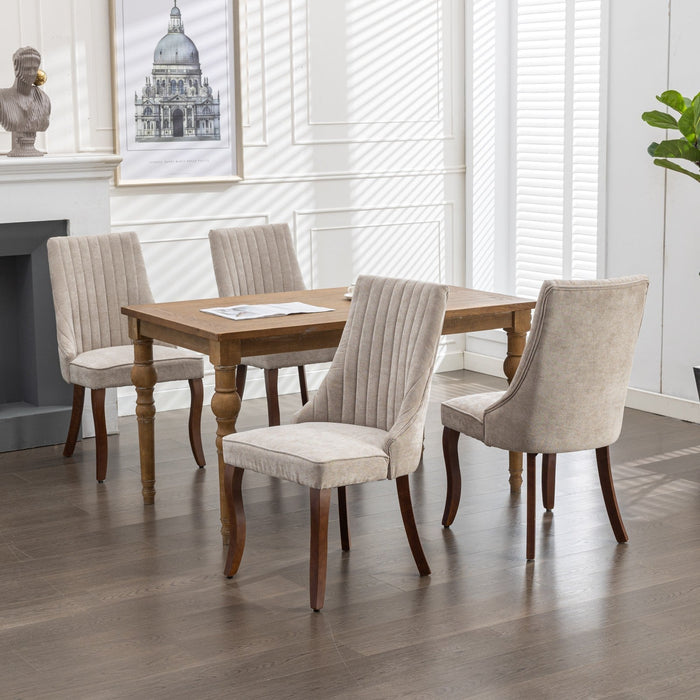 Set of 2 Rayon Cloth Flocking Linen Dining Chairs-3