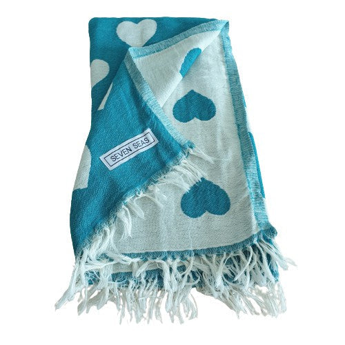 Seven Seas Turkish Towel / Sarong - Premium Hearts
