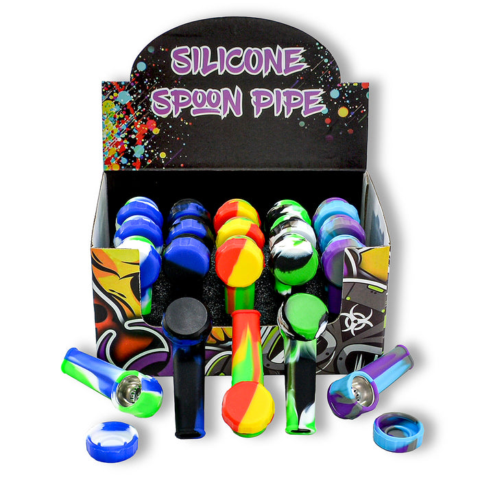 Silicone Mini Spoon Pipe  With Cover(60pcs/$1.25 ea.)