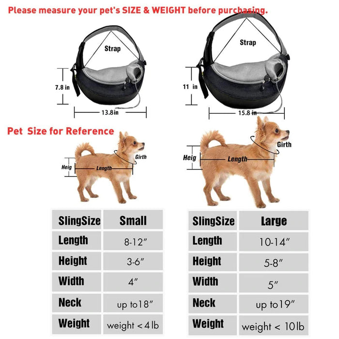 Small Dog Carrier Sling — Mesh Pouch with Padded Strap