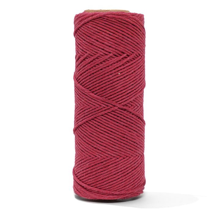 Soft Cotton Cord Zero Waste 2 mm - 1 Single Strand - Berry Red