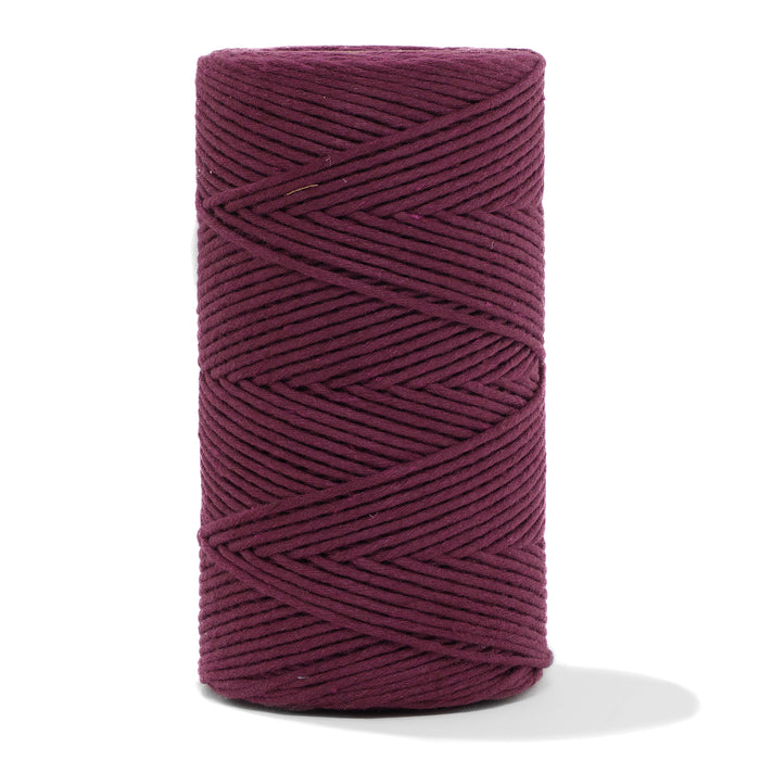 Soft Cotton Cord Zero Waste 2 mm - 1 Single Strand - Burgundy