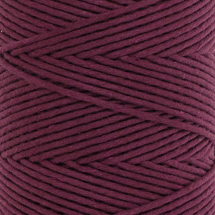 Soft Cotton Cord Zero Waste 2 mm - 1 Single Strand - Burgundy