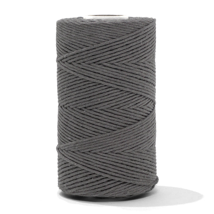 Soft Cotton Cord Zero Waste 2 mm - 1 Single Strand - Steel Gray