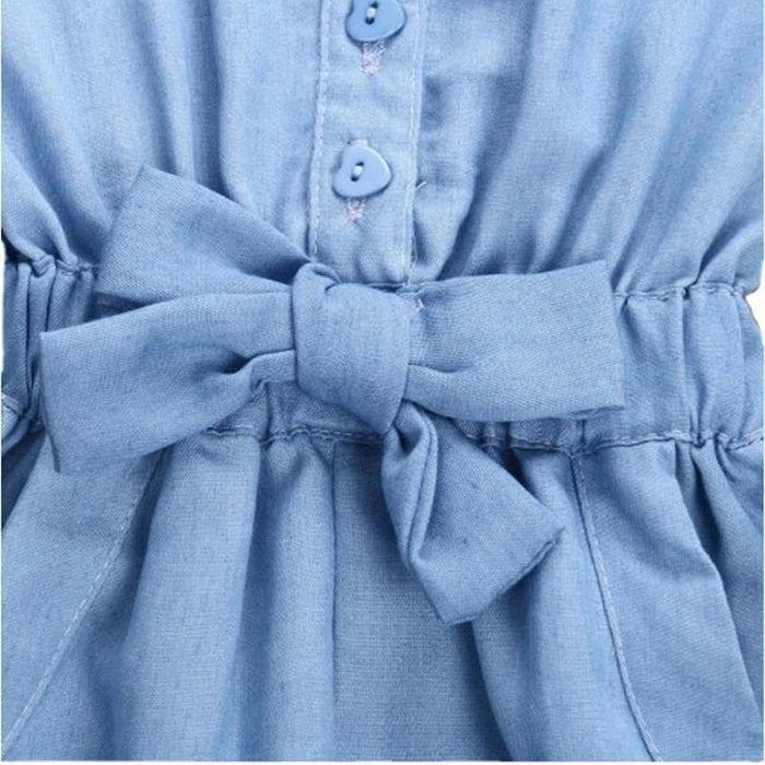 Solid Denim Flutter-sleeve Jumpsuit