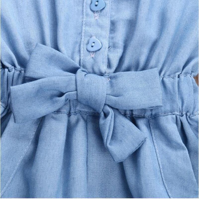 Solid Denim Flutter-sleeve Jumpsuit