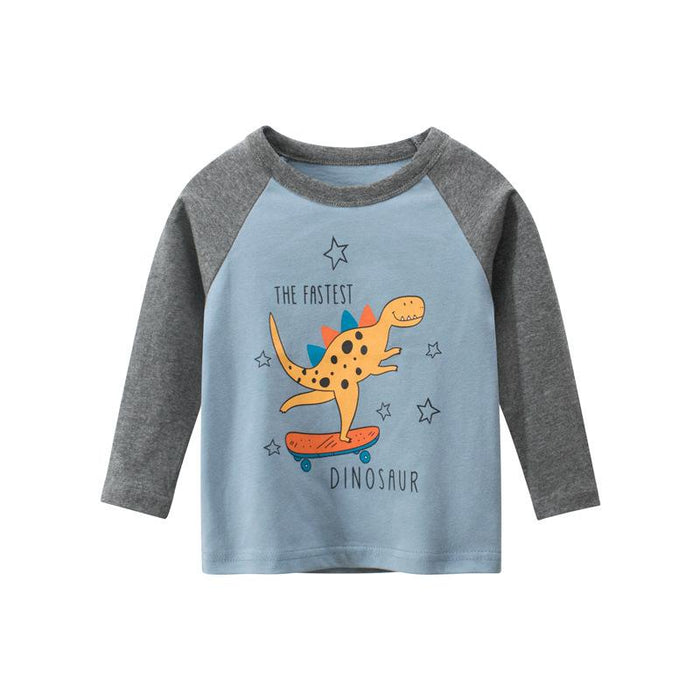 Solid Toddler Boys Dinosaur Long Sleeve Top - Kidsyard Greenland