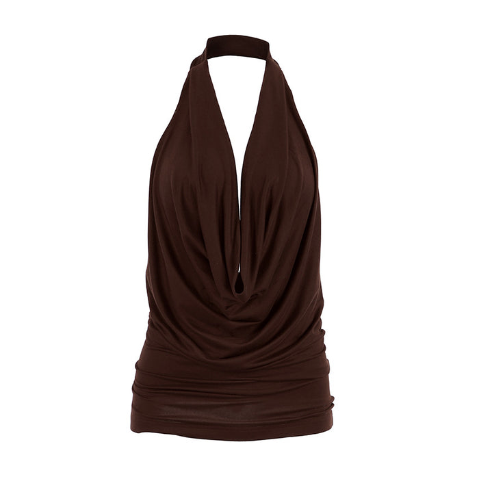 Spring Summer Designer Knitted Backless Boat-Neck Top Womens Clothing