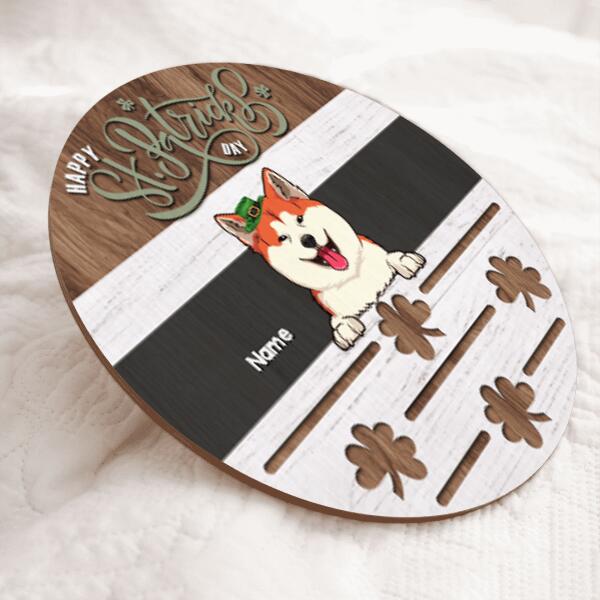 St. Patrick's Day Personalized Wood Sign, Gifts For Pet Lovers, Happy Holiday Front Door Decor