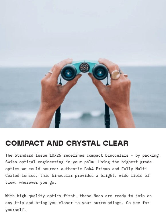 Standard Issue Waterproof Binoculars 8x25 -Glacial Blue
